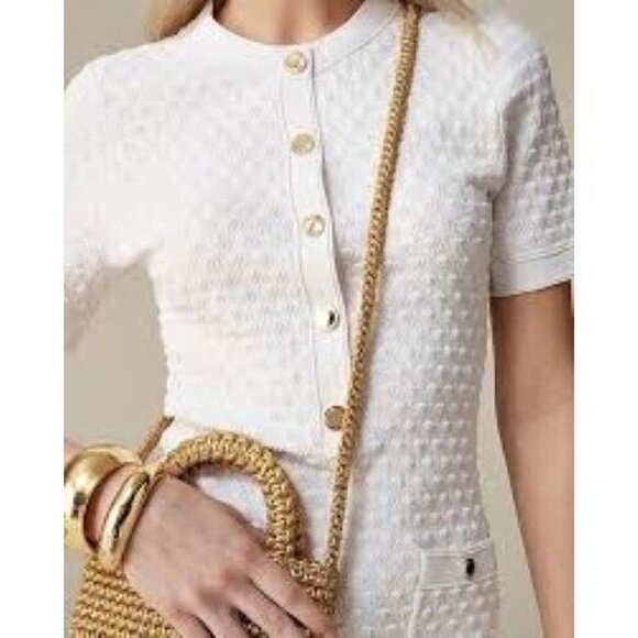 J. Crew Textured Lady Sweater Dress Women S White Preppy Professional Office NWT - Picture 14 of 16